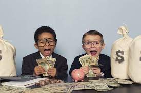 Great Business Opportunities For All 2 boys holding money