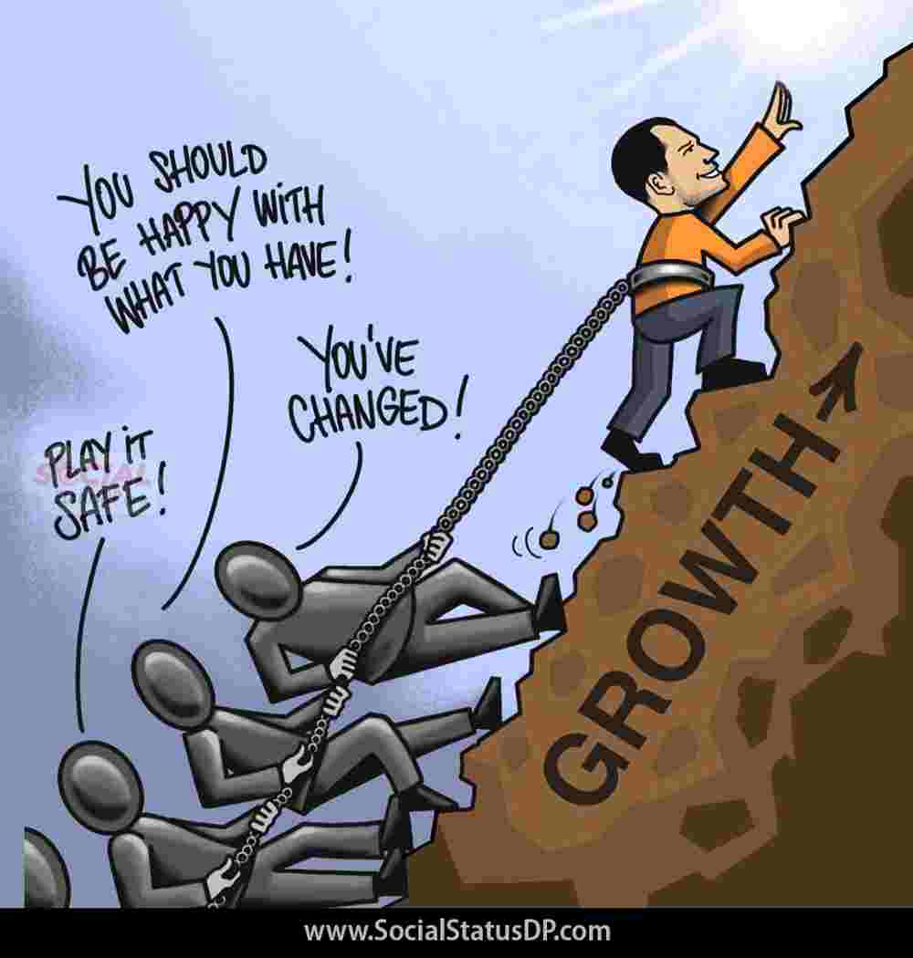 Growth man overcoming obstacles
